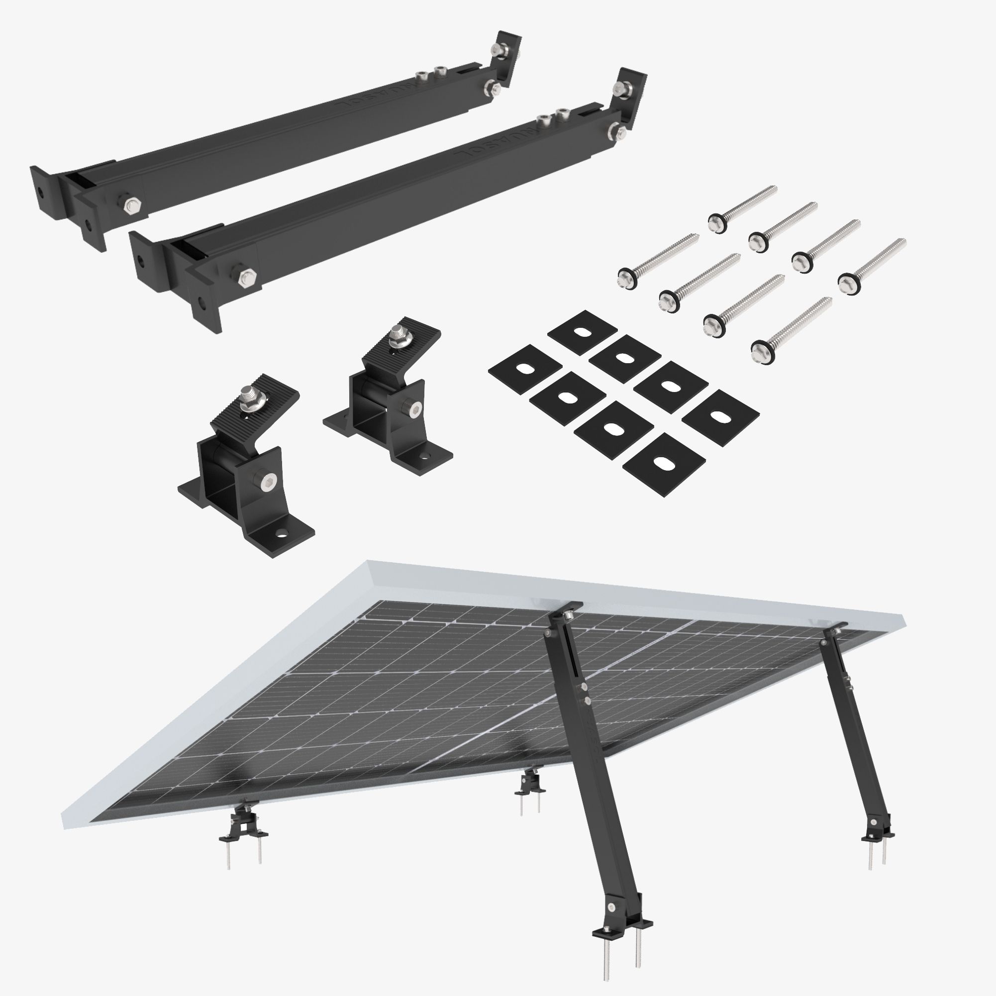 RANRAO Accessori per staffe per pannelli solari, elevazione fotovoltaico  con profilo in alluminio girevole angolare 15°-30°, staffa fotovoltaico  regolabile per tetto piatto : : Commercio, Industria e Scienza